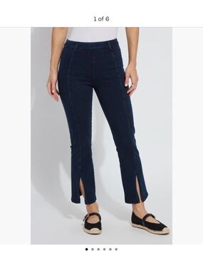 LYSSE Dark Blue Slim Crop Jeans with Front Slit